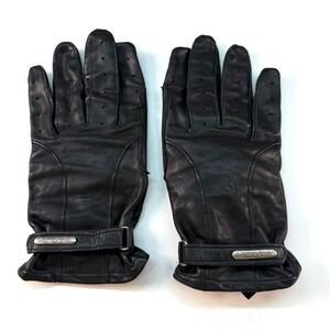 Harley Davidson Men's Leather Riding Gloves Black Large Adjustable Strap